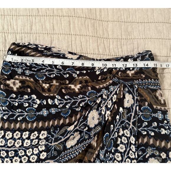 Veronica Beard 100% Silk Skirt Sz 4 Black Floral Sarong Knot Boho Office High Lo - Picture 13 of 16